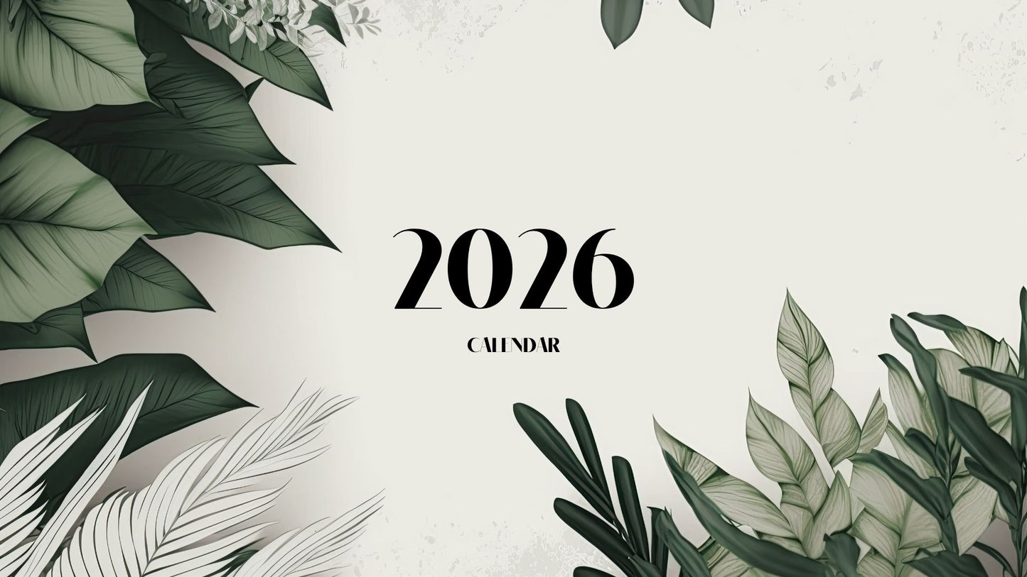 2026 Botanical Minimalist Digital Calendar – Landscape PDF Planner