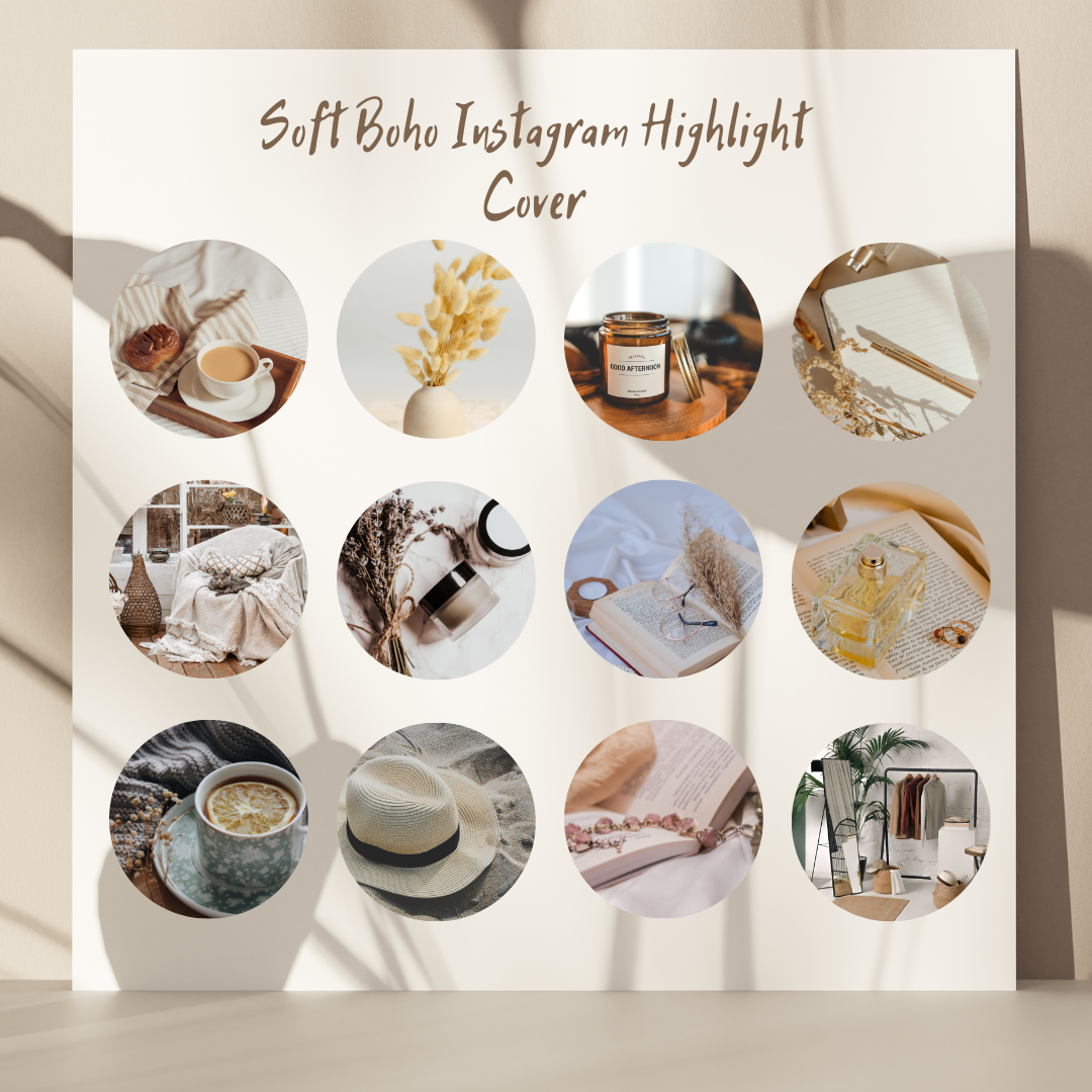 Soft Boho Instagram Highlight Covers – Cozy Lifestyle Set (12 PNGs)