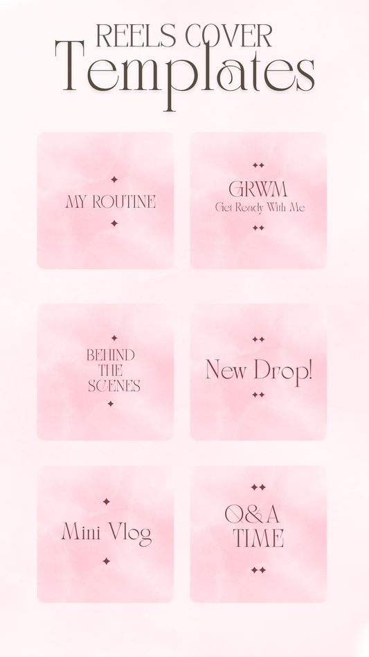 Reels Cover Templates – Soft Pink Aesthetic (10 pcs, Canva Editable)