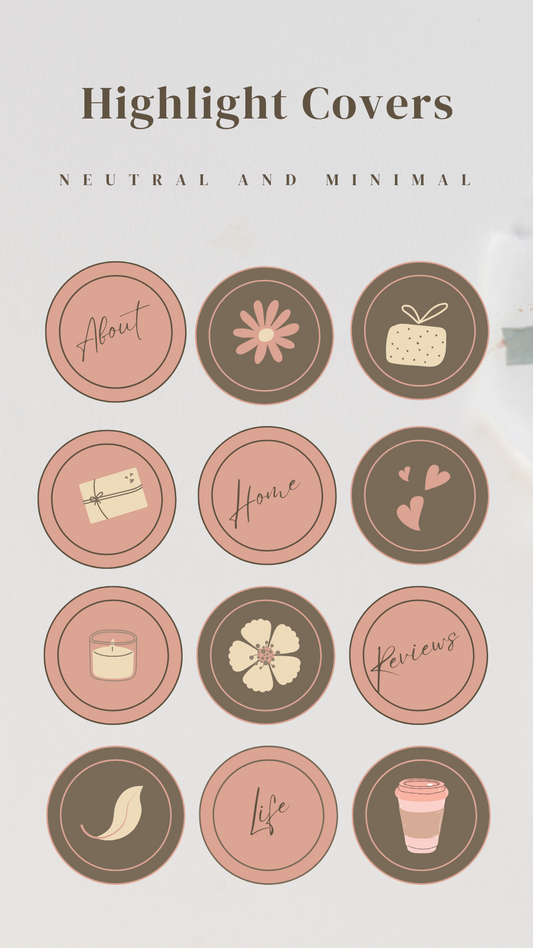 Terracotta & Mocha Highlight Covers – 12 Aesthetic Instagram Icons (Neutral Minimalist PNG)