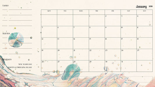 2026 Artistic Watercolor Digital Calendar – Landscape PDF Planner