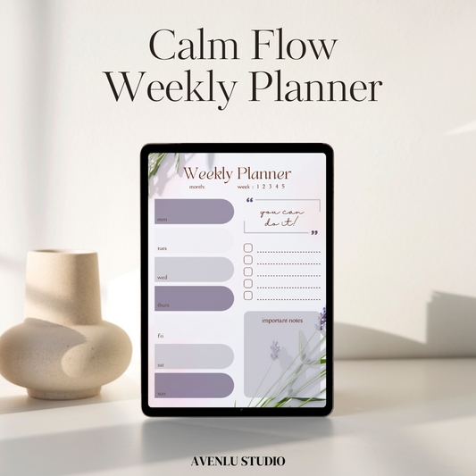 Lavender & Calm Flow Planner Bundle – 4 Aesthetic Printable Planners (Daily, Weekly, Monthly, PDF)