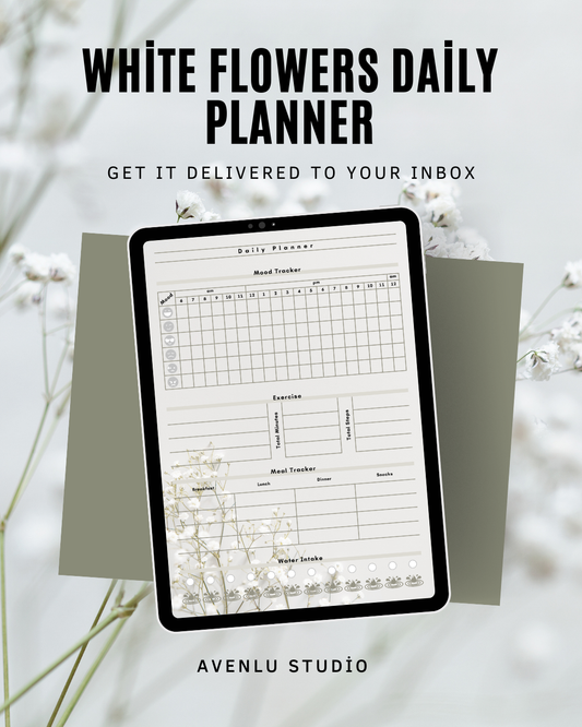 White Flowers Daily Planner